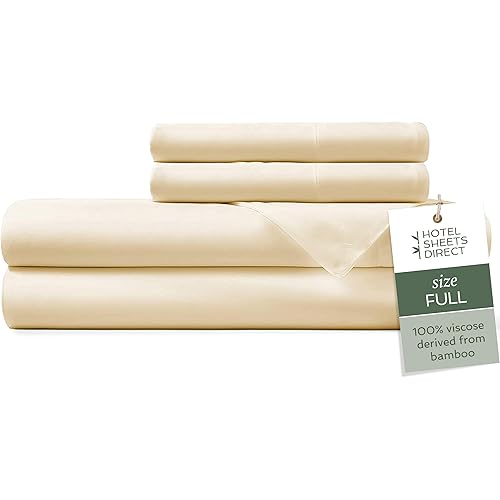 Hotel Sheets Direct 100% Viscose Derived from Bamboo Sheets Full - Cooling Luxury Bed Sheets w Deep Pocket - Silky Soft - Light Yellow