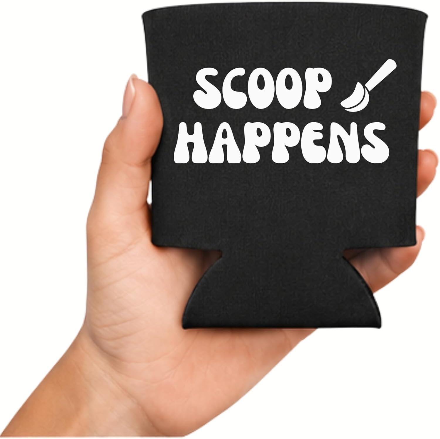 Ice Cream Pint Coolers, Scoop Happens, Funny Ice Cream Pint Sleeves, Funny Party Favor and Gift Ideas, Foam Holder for Ice Cream Lover (Black) image 4