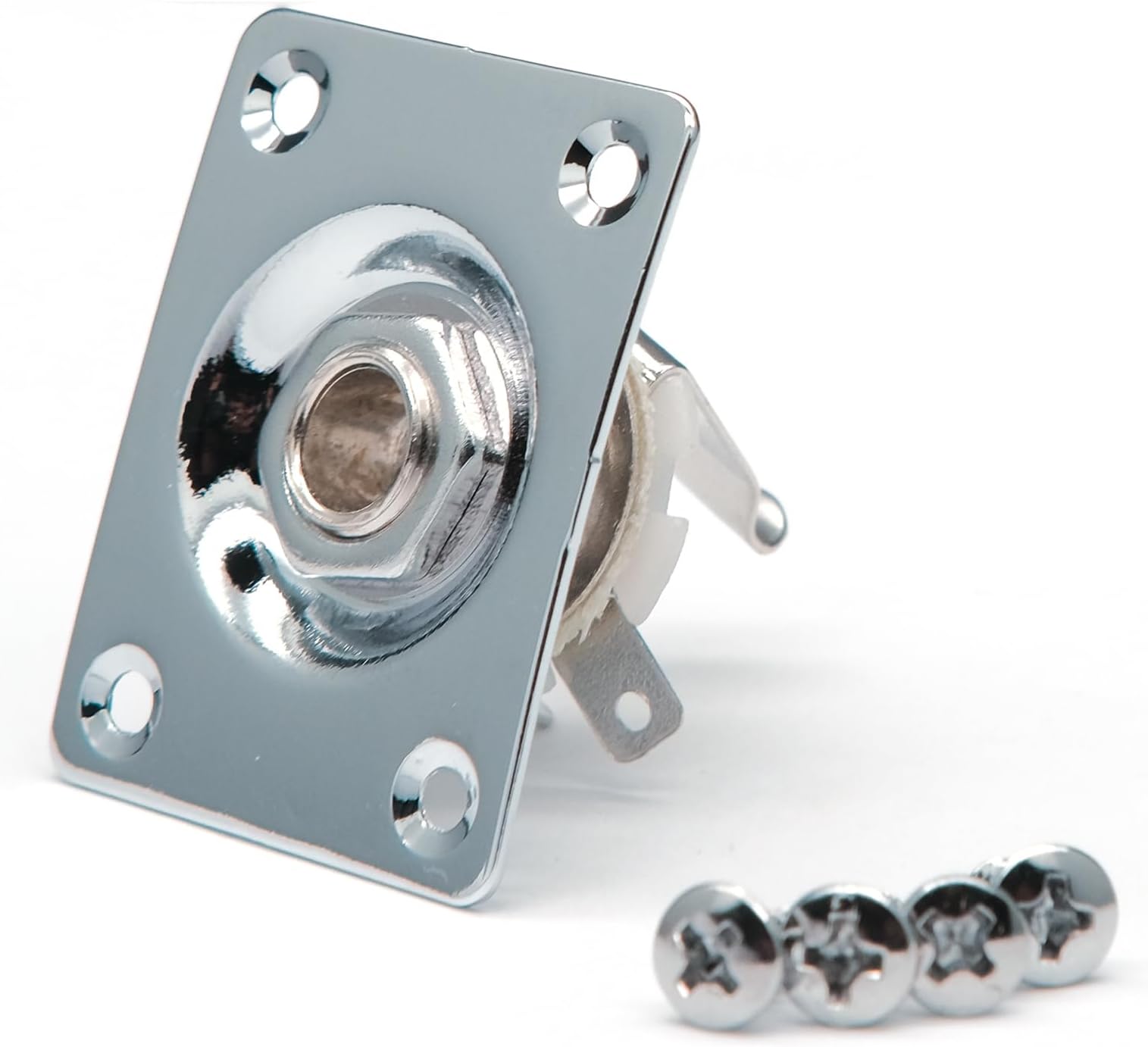 Metal 1/4 Output Jack Plate Input Jack Socket for Tele SG Style Electric Guitar Parts Replacement (Chrome)