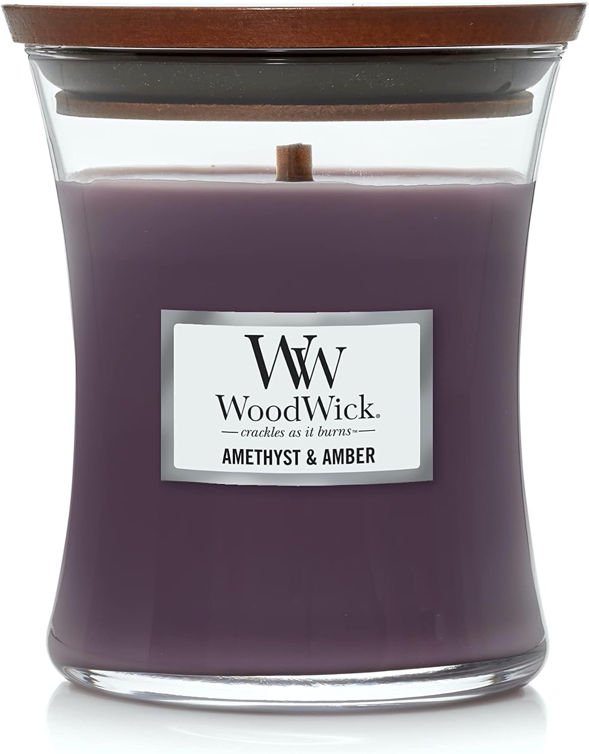 WoodWick Medium Hourglass Candle, Amethyst & Amber, 9.7 oz