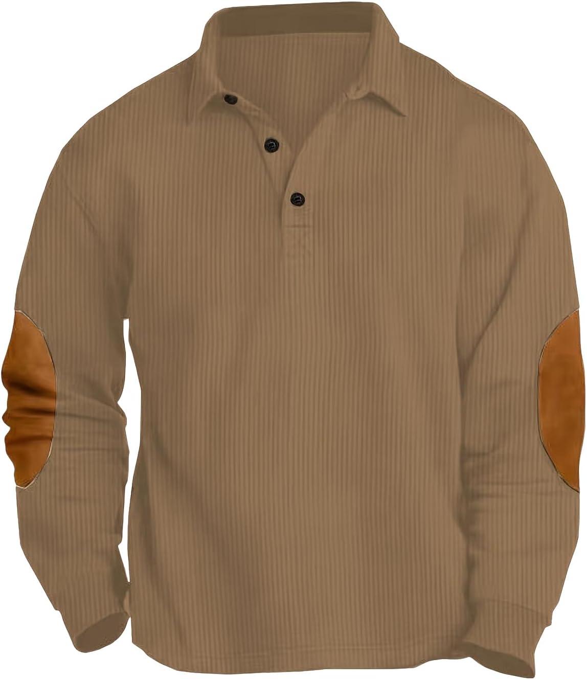 Men's Corduroy Shirts Solid Color 2025 Fall Half Button Long Sleeves Polo Shirt Casual Work Collared Shirt with Pocket