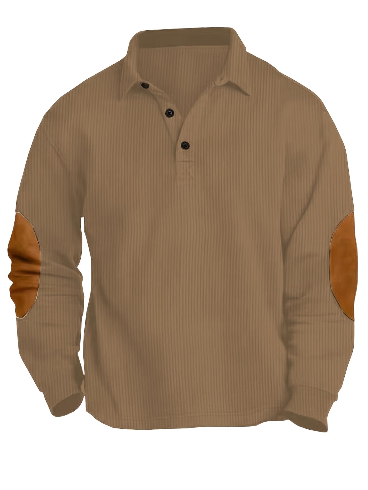 Men's Corduroy Shirts Solid Color 2025 Fall Half Button Long Sleeves Polo Shirt Casual Work Collared Shirt with Pocket