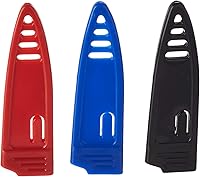 Vista 3 de Mercer Culinary Cuchillos de pelar antiadherentes con fundas ABS, 4 pulgadas, rojoazulnegro, paquete de 3