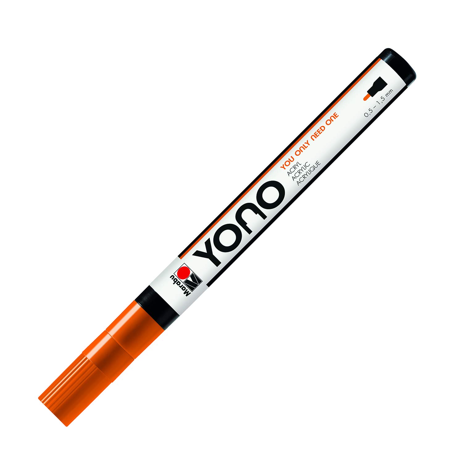 Marabu 12400101013 12400101013-YONO Marker, Orange 013, Versatile Acrylic Pen with Fine Japanese Bullet Tip, Water Based, Lightfast and Waterproof, for Almost All Surfaces, 0.5-1.5 mm