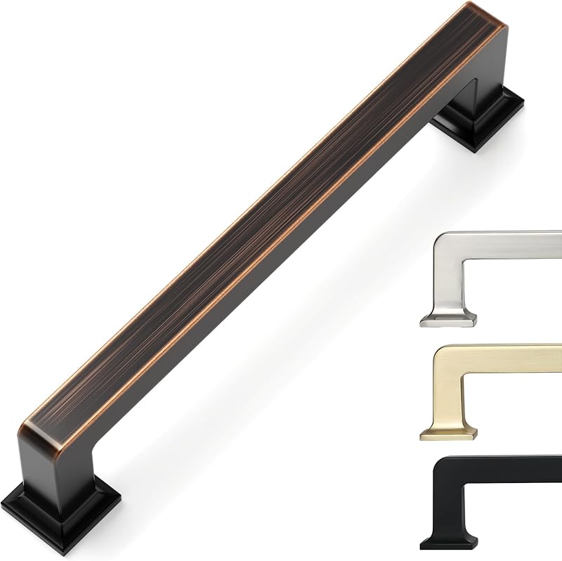 9BUILD Paquete de 10 tiradores de gabinete de bronce aceitado de 5 pulgadas, herrajes de cocina | Aleación de zinc sólido,Resistente,Tornillos incluidos,Tiradores de gabinete para cómoda,Cajón,Armario
