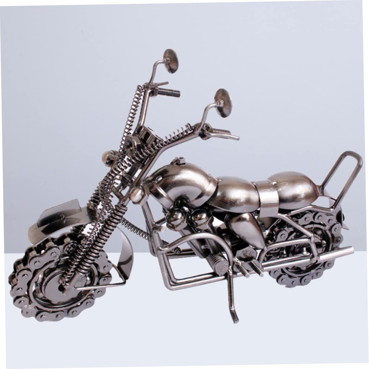 IMIKEYA Motorcycle Model Motor Decor Art Iron Metal Handicraft Large Scale Silver Grey Ornament
