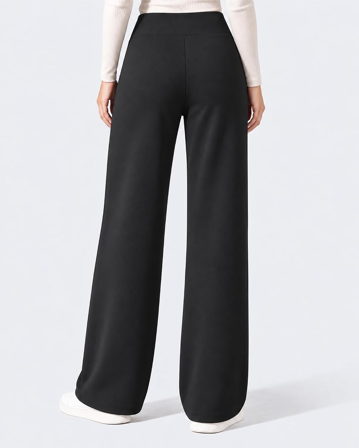 GAYHAY Fleece Lined Wide Leg Pants for Women, High-Waisted with Pockets