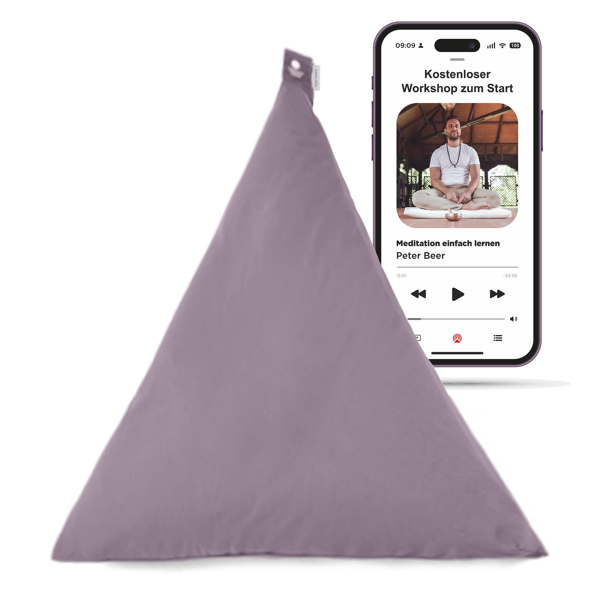 Inner Peace Dreieck Zabuton Meditationsmatte |100% Bio Baumwolle | Nachhaltig & Ergonomisch |Waschbarer Bezug| Unterlage für Meditationskissen | Zen Matte für Yoga & Meditation |Öko-Text Standard 100 | Nachhaltig & ergonomisch, waschbarer Bezug, Unterlage