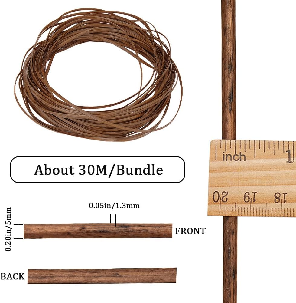 GORGECRAFT 5mm x 30m Rattan Repair Kit Weave Material Plastic Flat Basket Wicker Weaving Reed Synthetic Rattan Woven Knit Furniture Plastic Cane Fix Knit Vinyl for Garden Patio Chair Sofa Box Camel