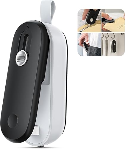 Vista 9 de ODSD Mini sellador de bolsas 2 en 1, sellado térmico y cortador con cordón, sellador portátil de bolsas de chips de mano para aperitivos, dulces