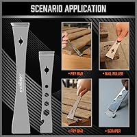 Vista 5 de HORUSDY Juego de 2 barras de palanca raspadoras, barras de palanca planas de acero inoxidable con función de destornillador hexagonal, extractor