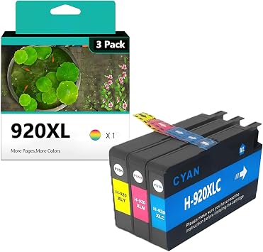 920XL Ink Cartridges Replacement for HP 920 920XL Ink Cartridge Compatible for HP OfficeJet 6000 6500 6500a 7000 7500 7500a Printers Tri-ColorC M Y