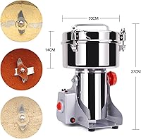 Vista 5 de Molinillo eléctrico comercial de grano de 52.91 oz, molinillo de hierbas de acero inoxidable, pulverizador de cereales de alta velocidad, máquina