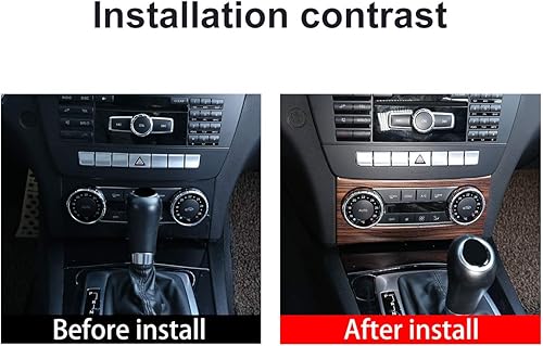 Miniatura 2 de YIWANG Marco de perilla de control central de ABS cromado para Mercedes Benz Clase C W204 2011-2014 Accesorios de coche (grano de madera de pino)