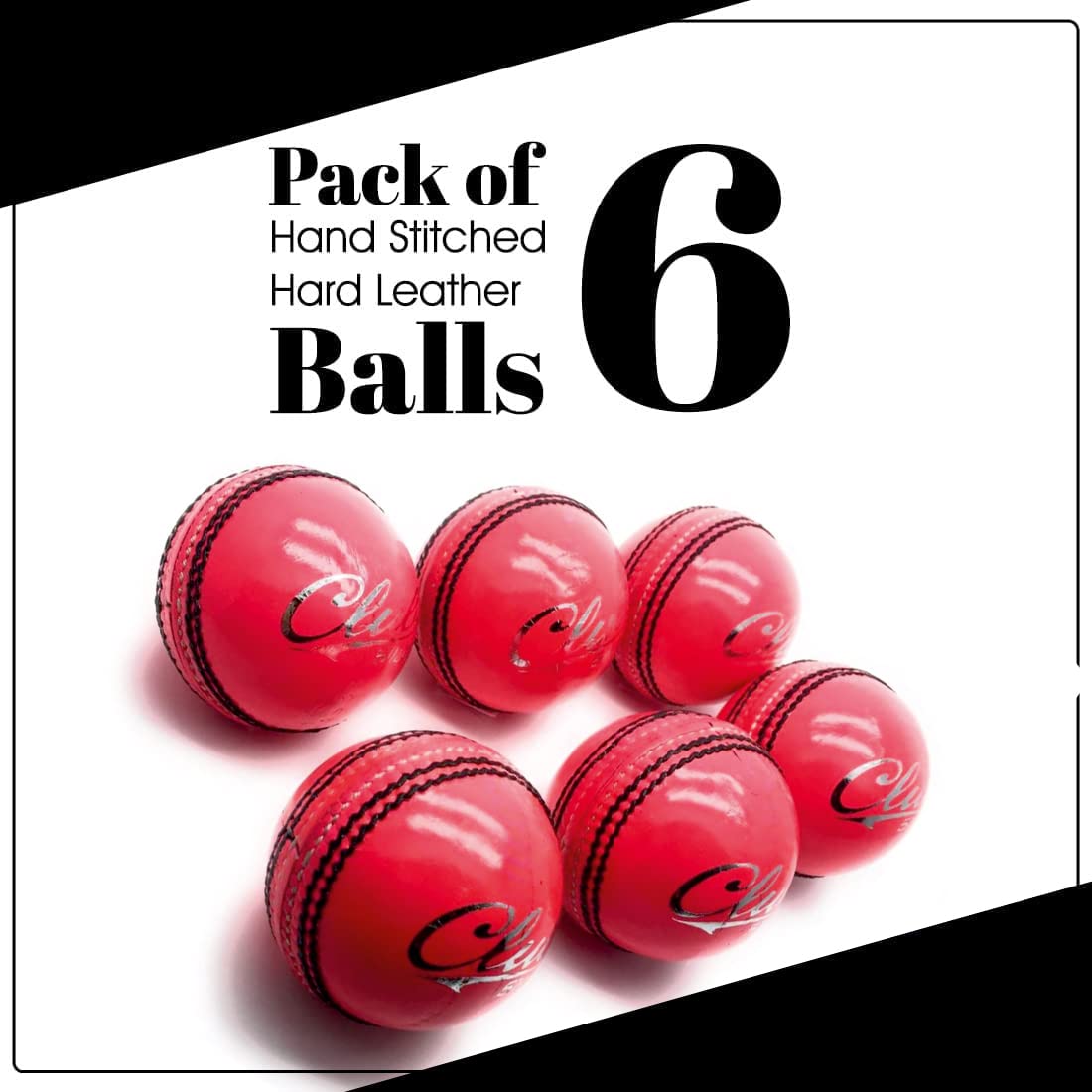 Club County Lot de 6 balles de Cricket Officielles pour Homme Cousues à la Main Grade A Poids 156 g