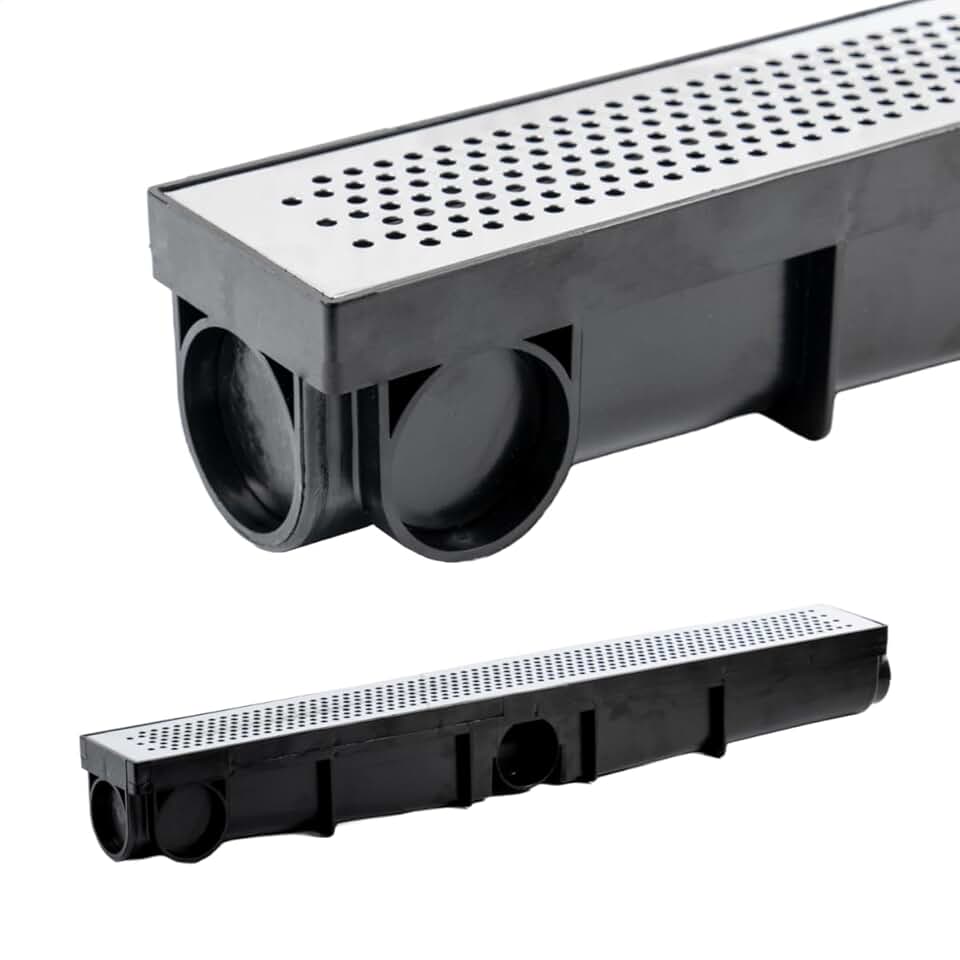 Ralo Linear invisível Oculto Inteligente Sifonado Grelha em Inox para Banheiro 6x50cm (Preto)