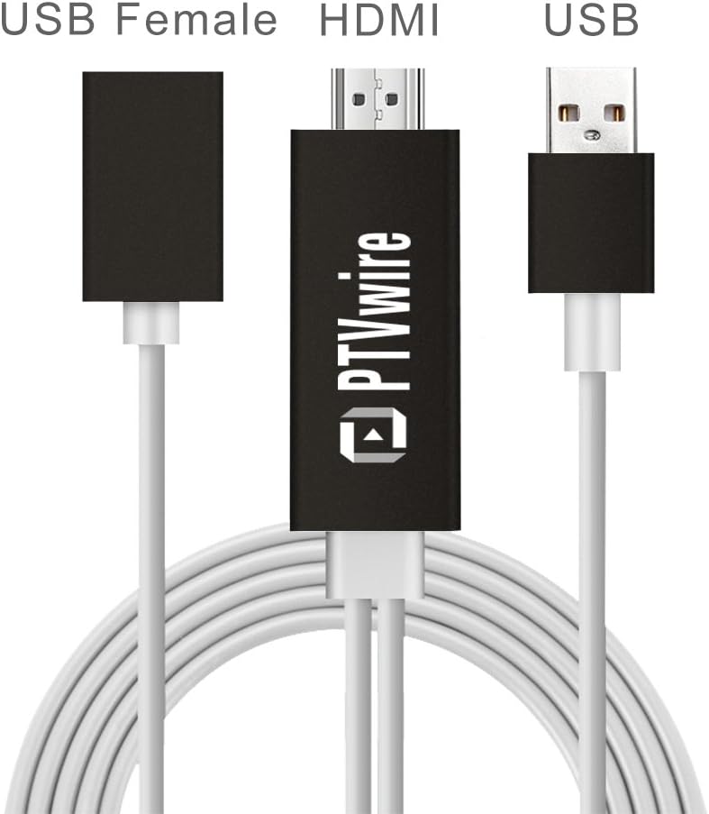Wire Dongle For iPhone/Android HDMI Converter Cable, PTVwire Dual OS Support ISO and Android Smarphone Lightning Digital AV Cable