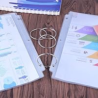 Vista 6 de Binder Rings 1 Inch Book Rings Loose Leaf Binder Ring Index Card Rings Flashcard Ring Metal Rings for Index Cards Ideal for School Home Office 50Pcs