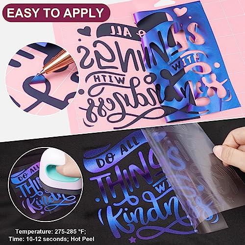 Image of VINYL FROG Chameleon Heat Transfer Vinyl Roll 12 inch x12ft Gradient HTV Vinyl | Purple to Blue Gradual Iron on Vinyl for T-Shirts, Heat Press Vinyl for DIY Craft Designs