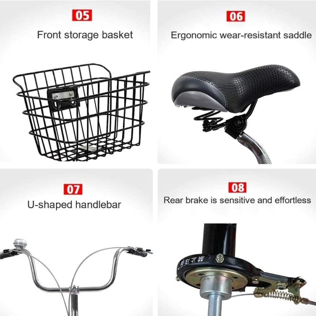 Adult Tricycle Three Wheel Bike Cargo Basket Trike Bike Bicycle Adjustable Seat for Recreation Shopping Men's Women's Bike Picnic Cycling Pedalling