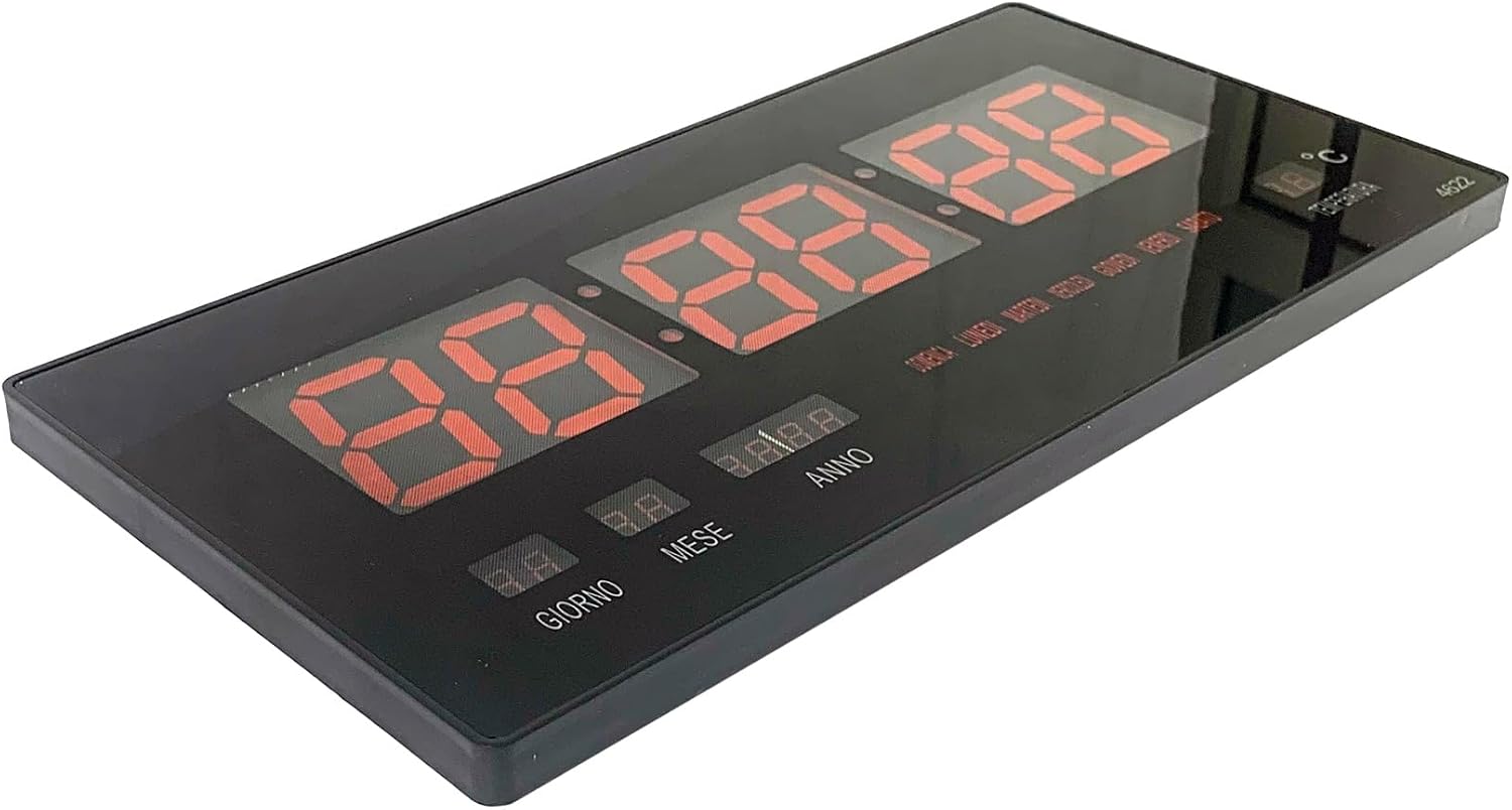 Digital Led Wall Clock Thermostat Slim Date Temperature, Variable, Media