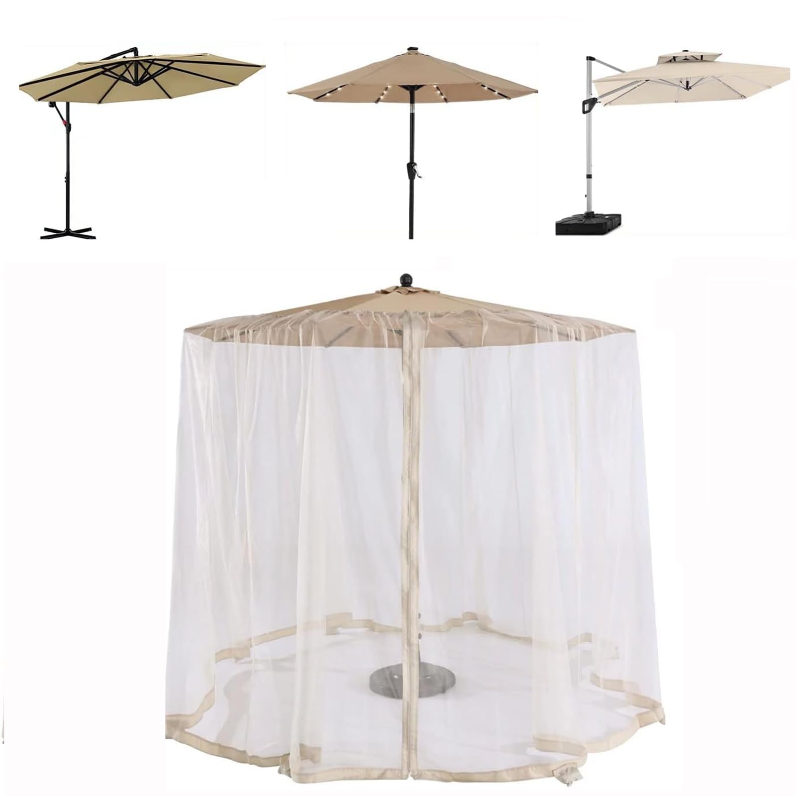 Zanzariera regolabile per gazebo da 2,8 a 4,5 m, copertura a doppia faccia per patio, tavolo da pranzo all'aperto protezione da cts