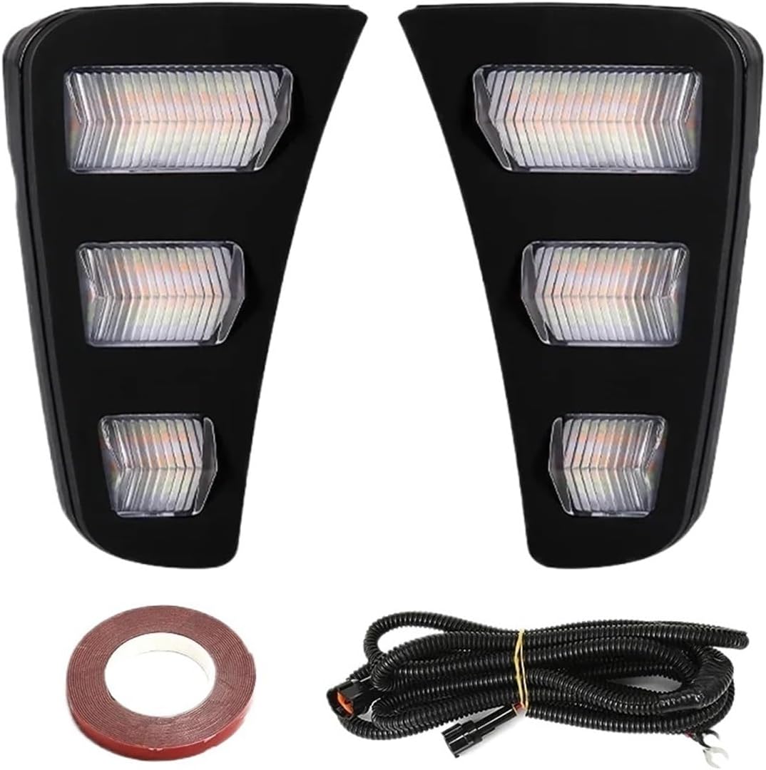Compatible With KIA PEGAS Soluto 2018 2019 2020 LED Daytime Running Lights 1 Group DRL Daylight Fog Lights For Automotive White, Yellow And Blue Lights(3 Functions B)