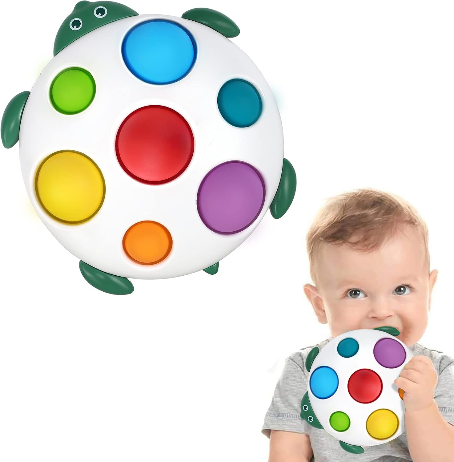 Anpole Baby Silicone Dimple Busy Board, Baby Sensory Toy for 6-12 Months, Early Educational Toddler Baby Toys for 1 Year Old Boys Girls, Fidget Toys Gifts for 6 Months and up (Tortoise)