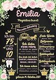 Babys 1. Geburtstag - Meilensteintafel in Kreideoptik | Tapeto Chalkboard - individuell gestaltbar - Kunstdruck A3 Format - Farbe: Rosa