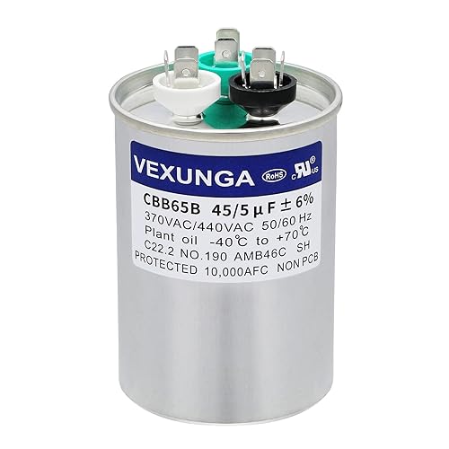 Miniatura 34 de 55/5 uF 55+5 MFD 370VAC o 440VAC Condensador de A/C Redondo de Arranque de Doble Funcionamiento CBB65 CBB65B Condensadores de Aire Acondicionado