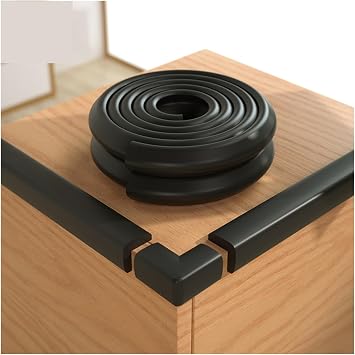 XPLKQXE Wall Edge Bumpers Guards, Sharp Edge Safety Corner Edge Foam Padding Adhesive, Wall Edge Proof Bumper Protector, Foam Cushion Coffee Table KitchenBlack,1pcs