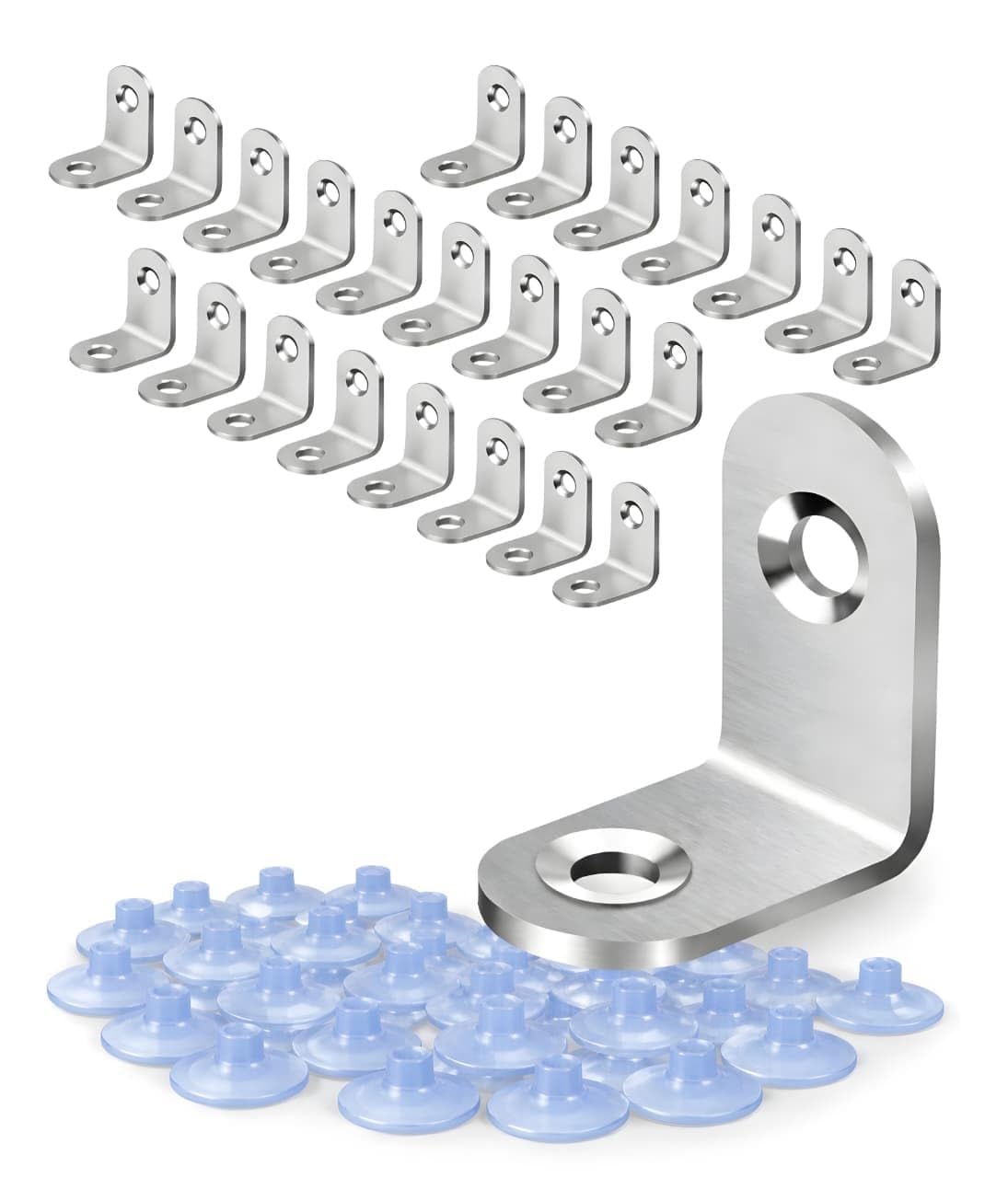 L Shape Right Angle Glass Panel Shelf Clamp Holder Bracket Support Clip (Material :Stainless Steel) (Double Shelf Button (Single Shelf Button, Pack of 12)-image-7