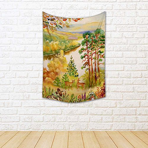 ArtzFolio Autumn Landscape With Deer Canvas Fabric Painting Tapes...
