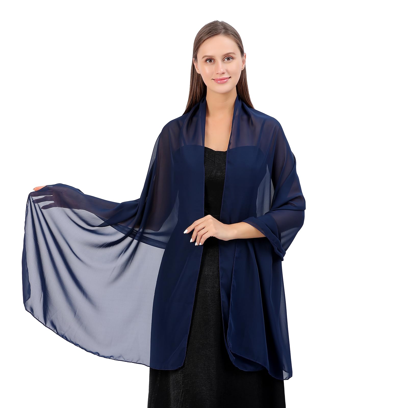 Ladiery Sheer Chiffon Tücher und Wraps für Abendkleider, Damen leichter weicher Schal für Hochzeit Braut Schultertuch
