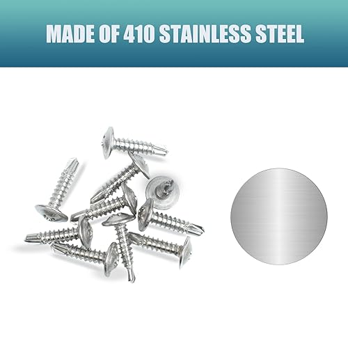 Miniatura 5 de 250 tornillos de chapa de acero inoxidable de 8 × 12 pulgadas, tornillos autorroscantes, tornillos autoperforantes Phillips para metal..