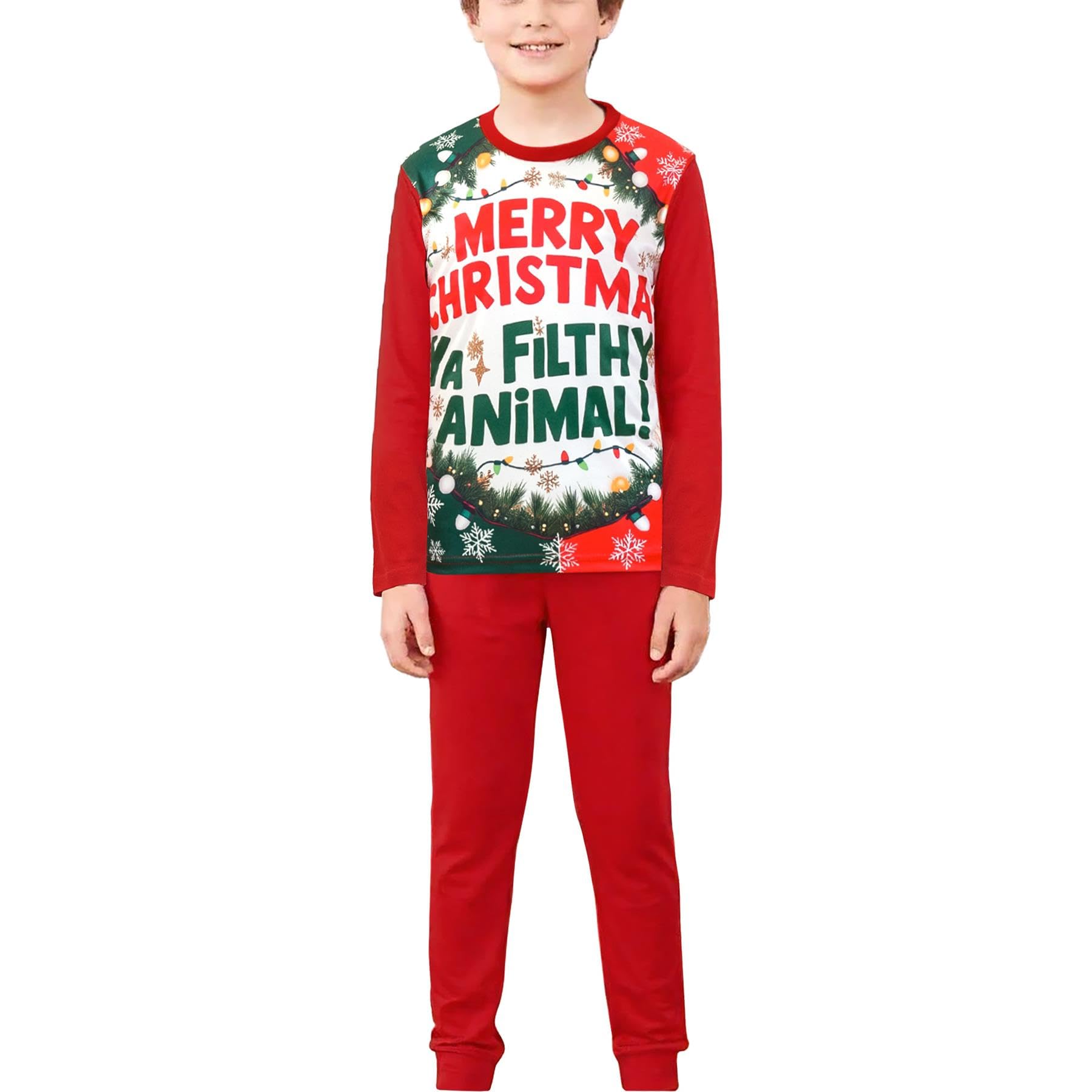 A2z 4 Kids Girls Red Boys Pyjama Set Merry Christmas Ya Filthy Animal - Pjs Ya Filthy 775 3-4