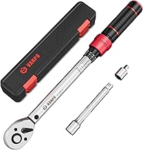 VANPO Torque Wrench 3/8 Inch, 5-60NM Torque Wrench Set with Adapter 3/8"-1/4", Extension Bar 125 mm for Bike and Motorcycle, Car Spark Plug Replacement
