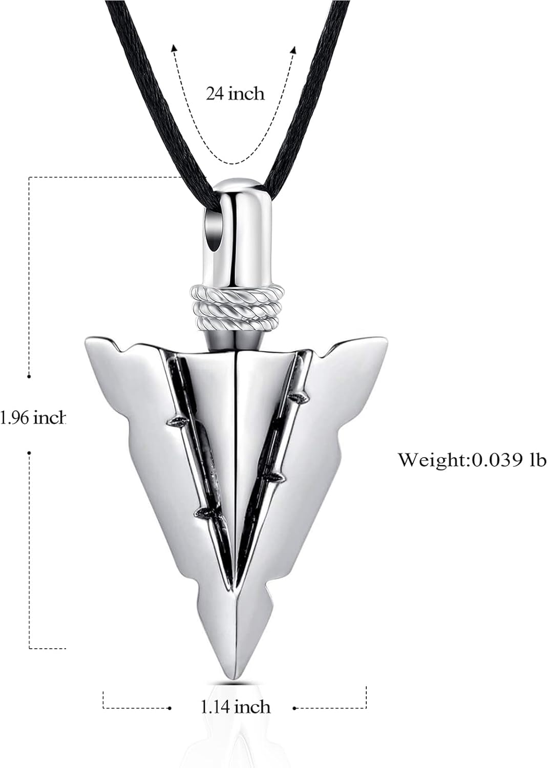 Imrsanl Cremation Jewelry for Ashes Stainless Steel Urn Pendant Necklace for Mens Boys Cool Spearpoint Arrowhead Memorial Keepsake Ash Jewelry - Image 2