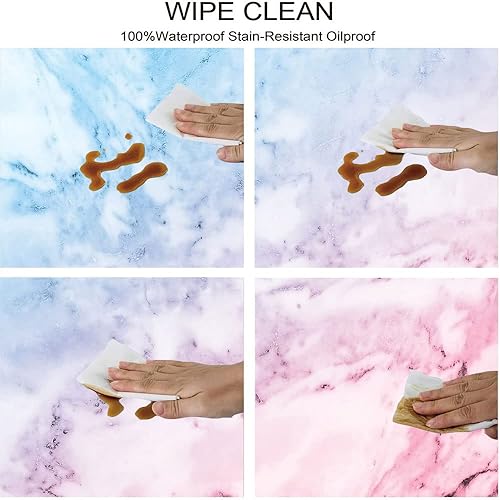 Miniatura 60 de Mantel cuadrado de mármol, patrón de granito natural con efectos de rastro de manchas nubladas, imagen de mármol, borde elástico, adecuado para Gris