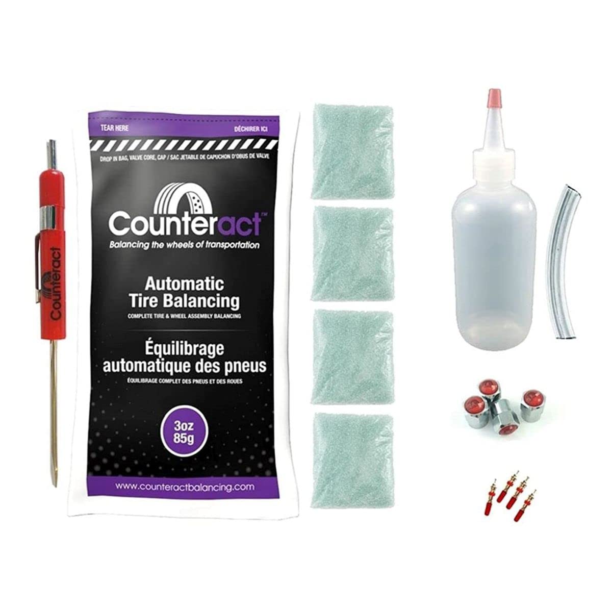 Counteract DIYSK-12 Do It Yourself Tire/Wheel Balancing Beads Kit - Off -Road, Medium/Heavy Duty Truck Tires, (2) 12oz DIY Bead Bags, (2) Valve Caps