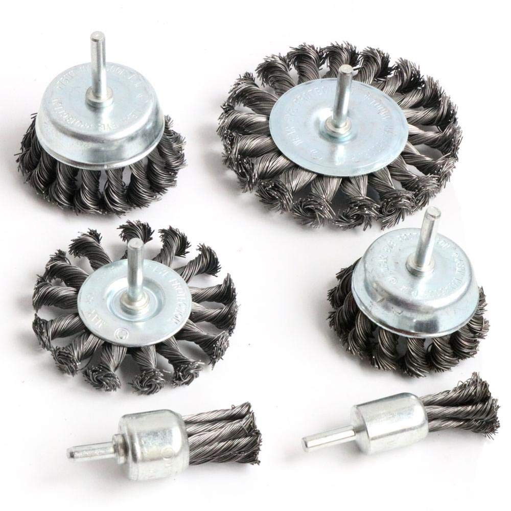 CENPEK Lot De 6 Brosses Plates Pour Perceuse Avec Manche En