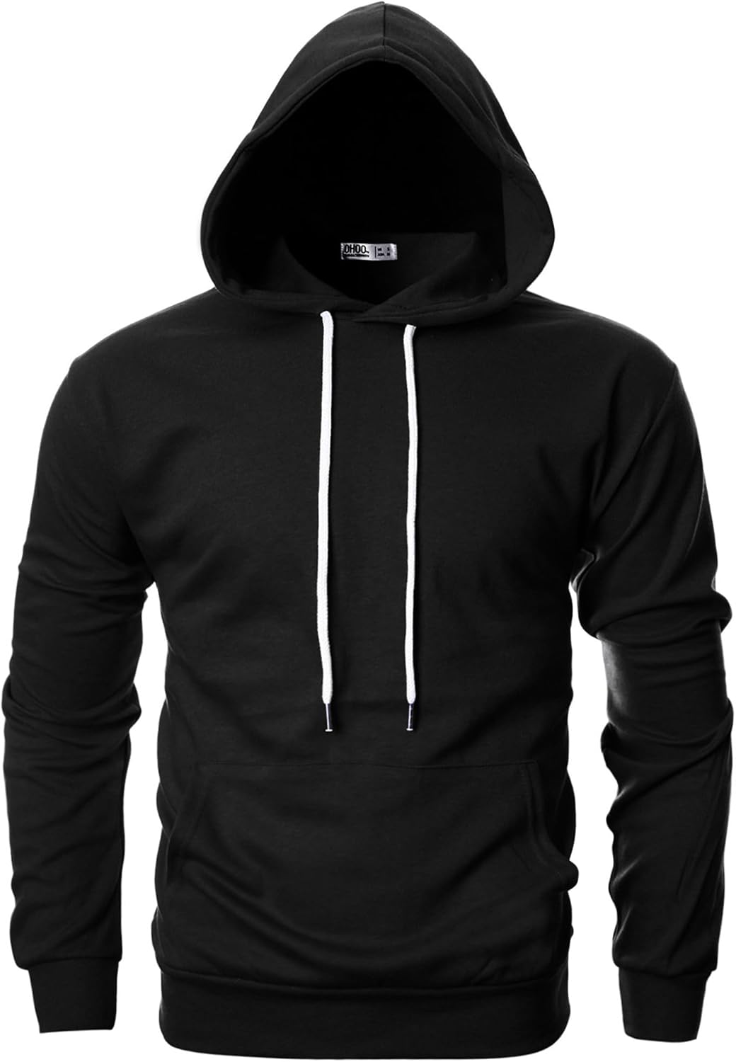 Ohoo Mens Slim Fit Plain Pullover Hoodies Soft Cotton Fabric Sweatshirt Lightweight Long Sleeve with Kanga Pocket