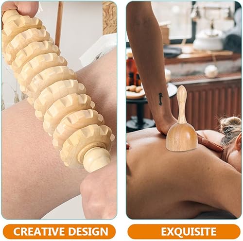 Miniatura 5 de Lurrose Juego de herramientas de masaje 4 unids Masajeador de drenaje linfático Cuerpo de madera Herramientas de Escultura Cuerpo Tabla de raspado