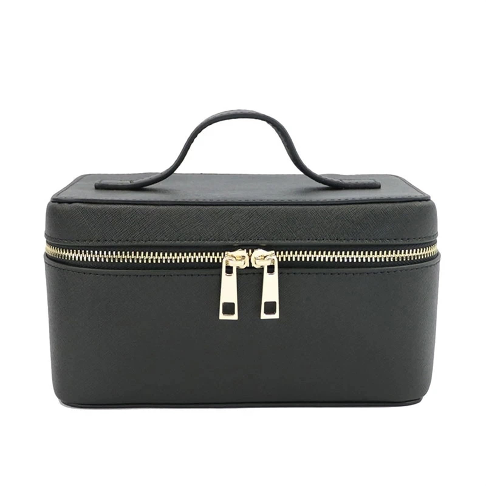 Beauty Case Borsa da toilette viaggio in pelle spaccata donna trucco portatile appendere Organizer Box Kit cosmetica for le donne(Pink)