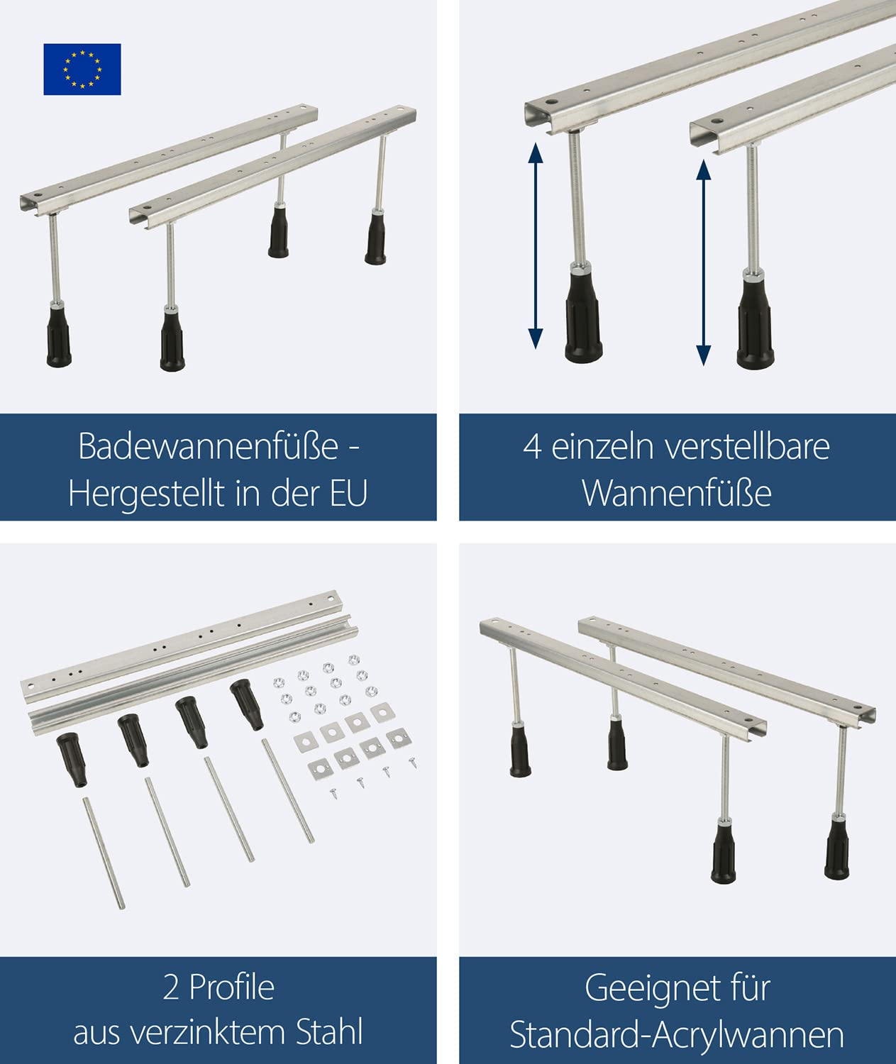 Sanitop-Wingenroth 18050 Base per Vasca da Bagno, Grigio