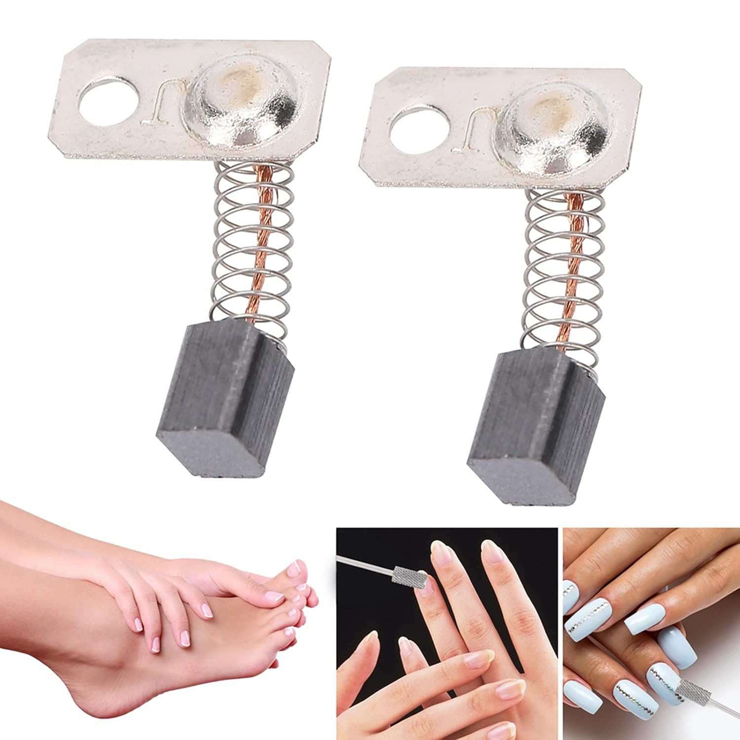 Nail Drill Handpiece Carbon Brush Replacement – 2pcs High-Quality Carbon Steel Brushes for Electric Manicure Machines, Essential for Optimal Performance image 2