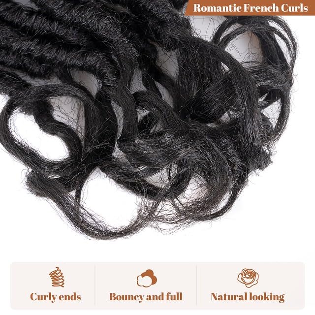 Miniatura 5 de Toyotress Rizos franceses de cabello rizado con ganchillo, 18 pulgadas, 8 paquetes de rastas sintéticas de ganchillo negro natural con extremos