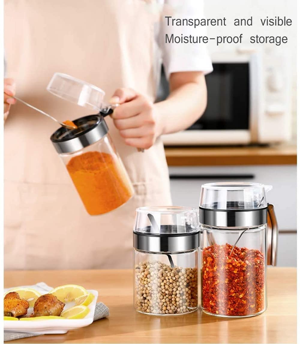 Contenitore Per Spezie In Vetro, Zuccheriera, Set Di Scatole Per Spezie Per Zucchero, Pepe, Sale, Spezie Per Conservare Spezie, Erbe Aromatiche, Zucchero, Sale, Pepe-300 ml*2