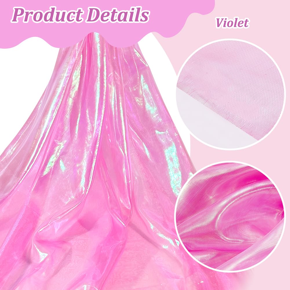PH PandaHall 3m Organza Lace, Purple Sheer Fabric, Iridescent Craft Cloth, Ribbon, Holographic Gauze Fabric - Image 4