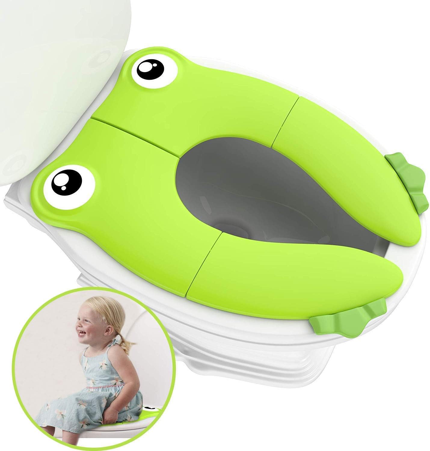 Kids Toilet Seat Cover, Portable Large Non Slip Silicone Pads Foldable Potty Training Seat for Toddlers Kids Boys & Girls, Recyclable Potty Seat Cover for Travel